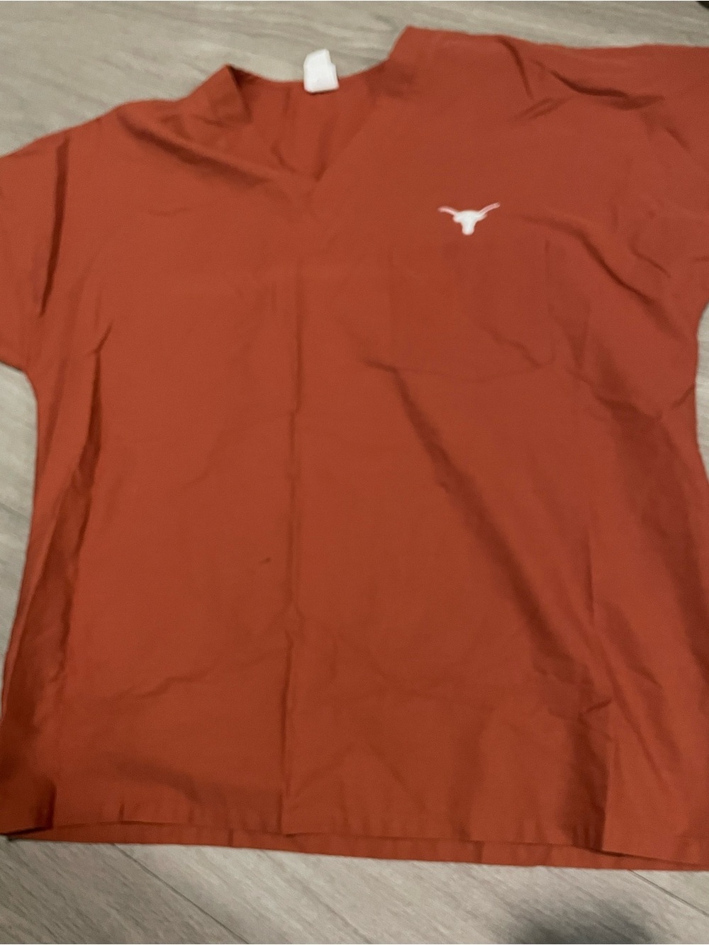 Men's Burnt Orange V-Neck Shirt with White texas Longhorn Logo